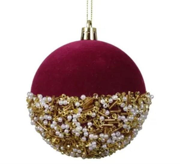 PALLINA DI NATALE IN POLIPROPILENE  DECO.OXBLOOD D.8CM