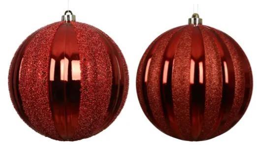 SFERA POLISTIRENE SHINY GLITTER 2ASS  CHRISTMAS RED D.20CM
