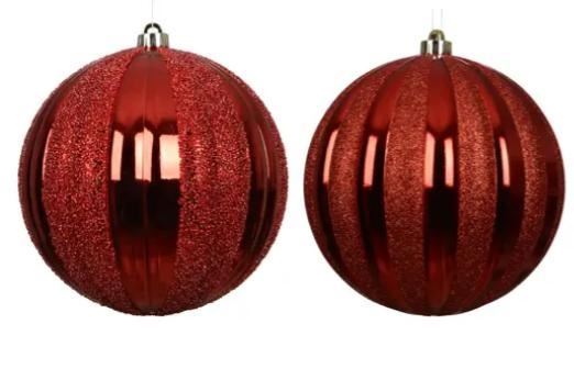SFERA POLISTIRENE SHINY GLITTER 2ASS  CHRISTMAS RED D.20CM