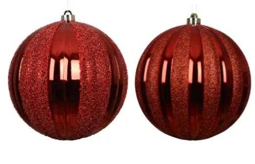 SFERA POLISTIRENE SHINY GLITTER 2ASS  CHRISTMAS RED D.20CM