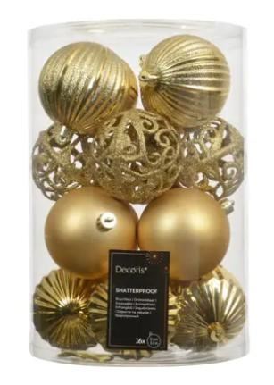 CONFEZIONE 16 PALLINE POLISTIRENE LIGHT GOLD D.8CM