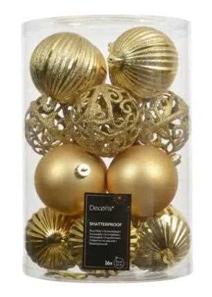CONFEZIONE 16 PALLINE POLISTIRENE LIGHT GOLD D.8CM