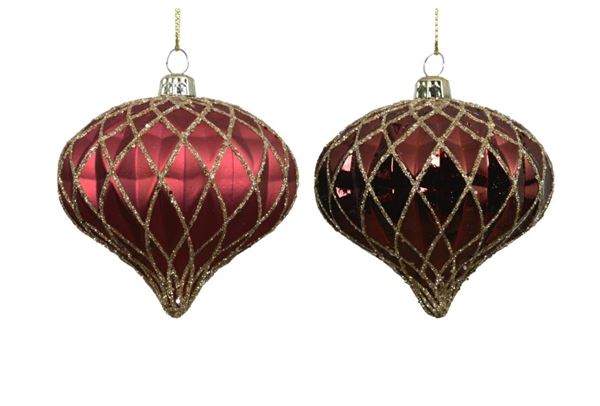 PALLINA POLISTIRENE GLITTER ORO 2ASS. OXBLOOD D.8CM