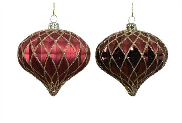 PALLINA POLISTIRENE GLITTER ORO 2ASS. OXBLOOD D.8CM
