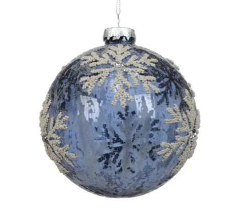 PALLINA NATALE VETRO C/FIOCCO NEVE D.10CM
