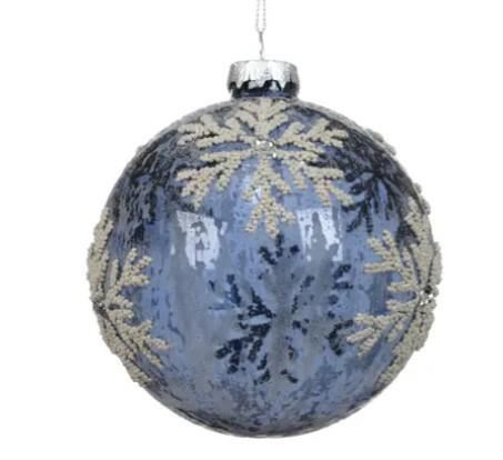 PALLINA NATALE VETRO C/FIOCCO NEVE D.10CM