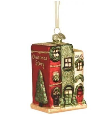 DECORO PER ALBERO VETRO CASA GLITTER 6X5XH.9.7CM