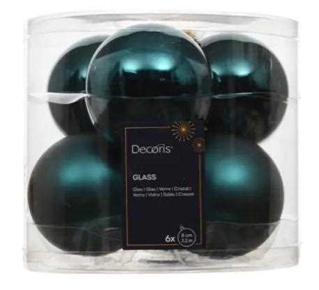 BOX 6 PALLINE NATALE VETRO MIX D.8CM EMERALD