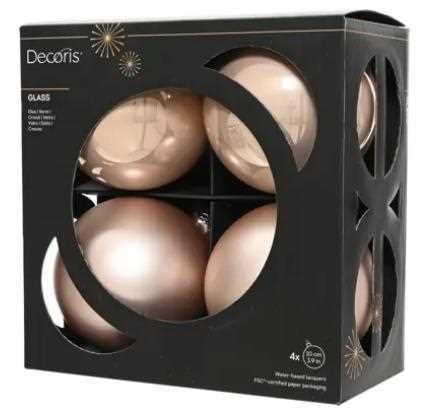 BOX 4 PALLINE NATALE VETRO MIX D.10CM BLUSH PINK