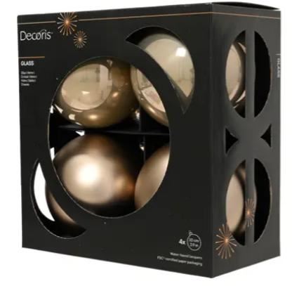 BOX 4 PALLINE NATALE VETRO MIX D.10CM SMOKEY PEARL