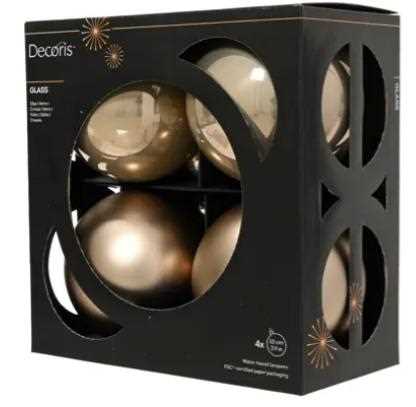 BOX 4 PALLINE NATALE VETRO MIX D.10CM SMOKEY PEARL