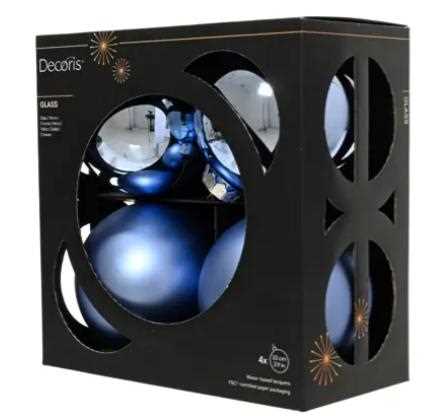 BOX 4 PALLINE NATALE VETRO MIX D.10CM BLUE DAWN