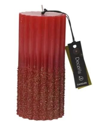 CANDELA IN PARAFFINA GLITTER CHRISTMAS RED D.7XH.15CM