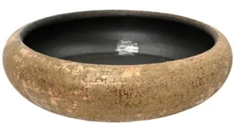VASSOIO TERRACOTTA GLITTER ORO D.24XH.6CM