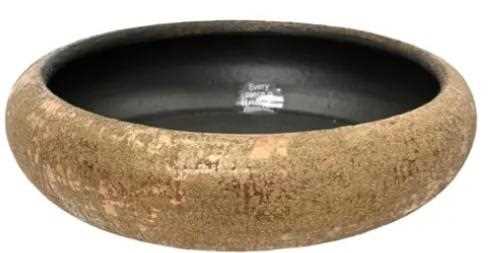VASSOIO TERRACOTTA GLITTER ORO D.24XH.6CM