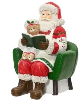 BABBO NATALE SEDUTO POLIRESINA C/ORSO L.11.5X13XH.17CM