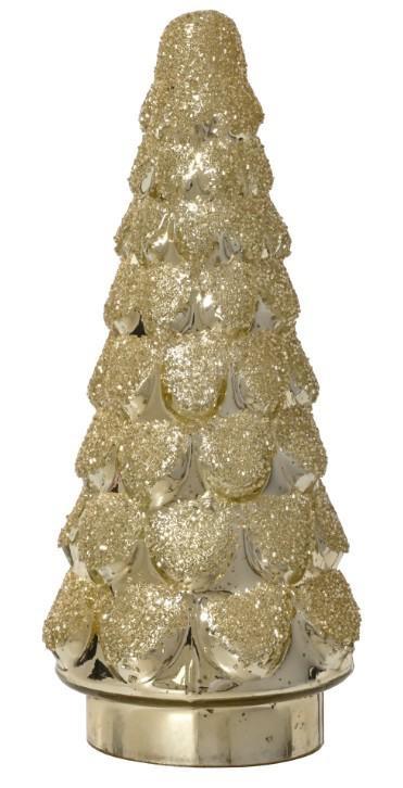 ALBERO NATALE IN VETRO ORO C/PERLINE D.12.5CM X H.30CM