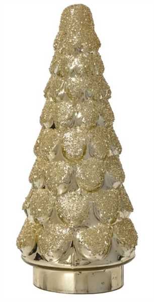 ALBERO NATALE IN VETRO ORO C/PERLINE D.12.5CM X H.30CM