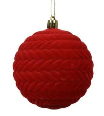 PALLINA IN POLIPROPILENE FLOCCATA CHRISTMAS RED D.10CM