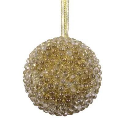 PALLINA IN SCHIUMA C/PERLE VETRO ORO D.8CM