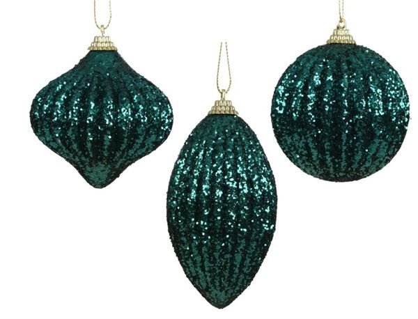 PALLINA IN SCHIUMA C/GLITTER 3ASS EMERALD D.8CM
