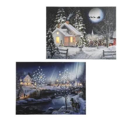 QUADRO LED PVC PAESAGGIO INNEVATO 2ASS. L38XH28 CM