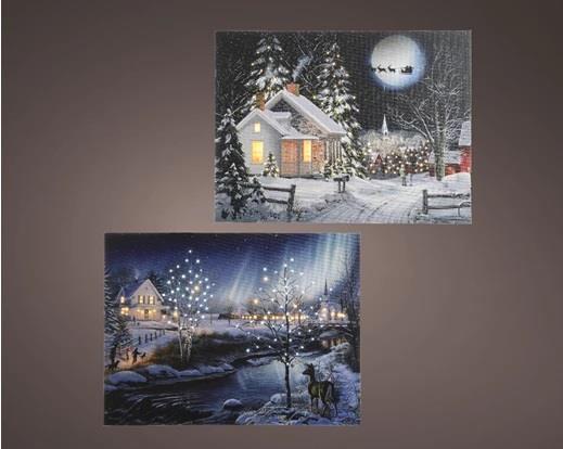 QUADRO LED PVC PAESAGGIO INNEVATO 2ASS. L38XH28 CM
