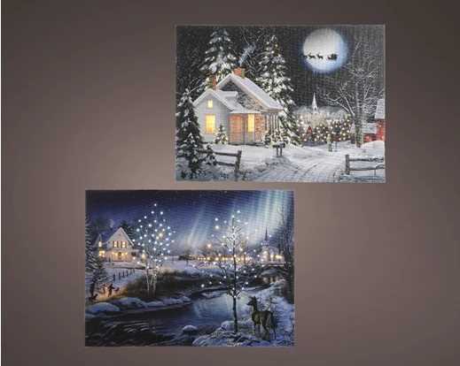 QUADRO LED PVC PAESAGGIO INNEVATO 2ASS. L38XH28 CM