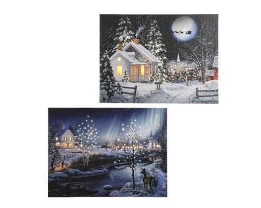 QUADRO LED PVC PAESAGGIO INNEVATO 2ASS. L38XH28 CM