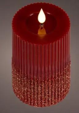 CANDELA LED L.CALDA CERA OXBLOOD D.7.5XH.15CM A BATT.