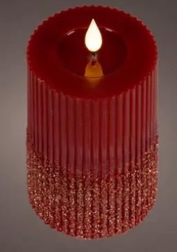 CANDELA LED L.CALDA CERA OXBLOOD D.7.5XH.15CM A BATT.