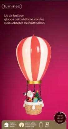 MONGOLFIERA CON LED PVC 4ASS. D.14.5XH.27.5CM