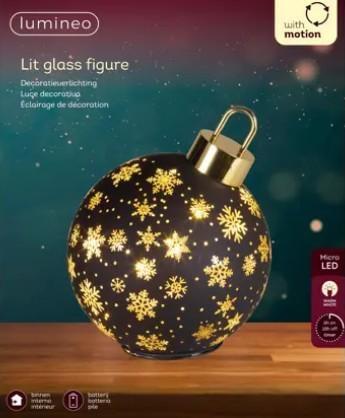 PALLINA NATALE NERA ROTANTE LED L.CALDA D.18XH.23CM