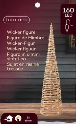 ALBERO A CONO IN VIMINI 160MICROLED CM.D23X90H C/TRASF.