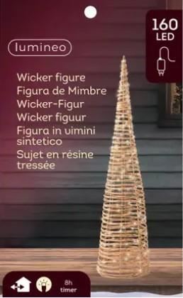 ALBERO A CONO IN VIMINI 160MICROLED CM.D23X90H C/TRASF.