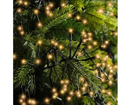 GHIRLANDA 3000 LED CALDO CLASSICO 28MT FILO NERO TIMER+8F