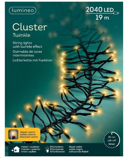 GHIRLANDA LUCE C.CLASSICO 2040LED MT17 FILO NERO IP44 8FUNZ.