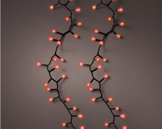 CATENA PVC 500LED C/CAPS L.ROSSA 11MT FILO NERO