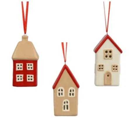 PENDENTE CASA PORCELANA SMALTATA 3ASS. 4.5X3.5XH.9CM