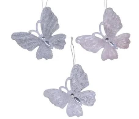 PENDENTE FARFALLA PVC GLITTER 3ASS. 3X11XH.10CM