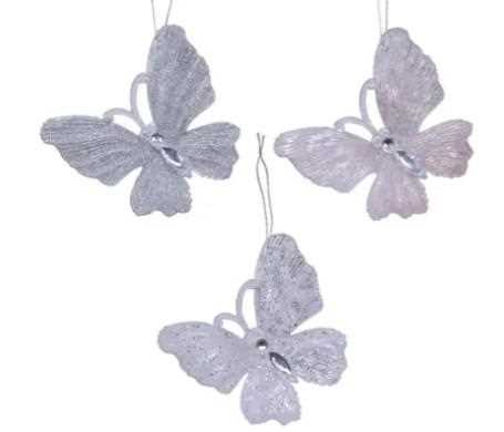 PENDENTE FARFALLA PVC GLITTER 3ASS. 3X11XH.10CM