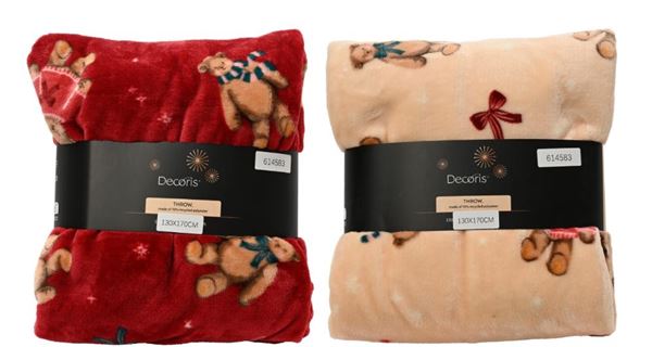 COPERTA POLIESTERE FLANELLA C/ORSO 2ASS. 130X170CM