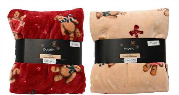 COPERTA POLIESTERE FLANELLA C/ORSO 2ASS. 130X170CM