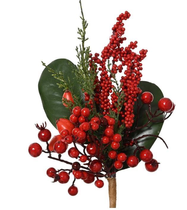 RAMETTO POLIETILENE C/BACCHE ROSSE 7X15XH.25CM