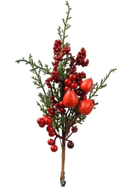 COPPIA 2 RAMI POLIETILENE C/BACCHE ROSSE 5X7XH.25CM