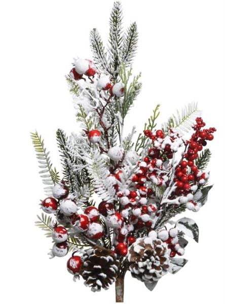 RAMO POLIETILENE C/NEVE,BACCHE E PIGNE 7X14XH.30CM