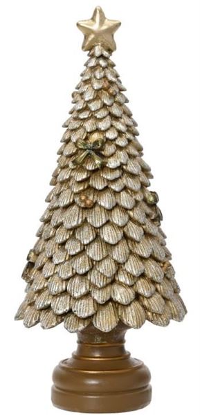 ALBERO IN POLIRESINA CON GLITTER ORO 10X10X H.23CM