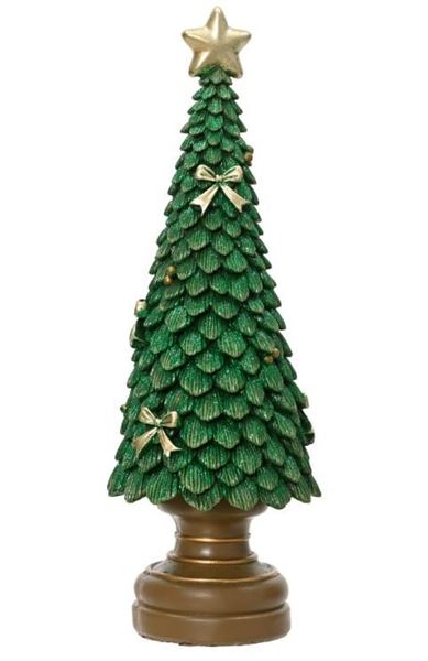ALBERO IN POLIRESINA CON GLITTER  VERDE12X12X H.36CM