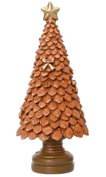 ALBERO IN POLIRESINA C/GLITTER  MARRONE CHIARO D.10XH.23CM