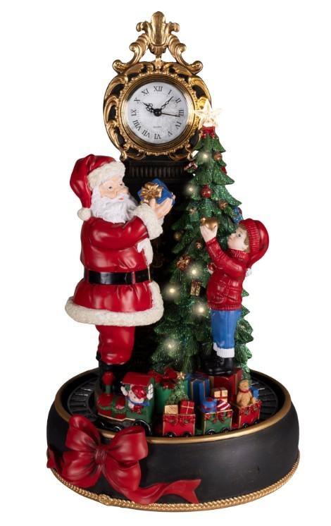 OROLOGIO IN POLIRESINA C/BABBO NATALE/BAMBINO 28X30XH48.5CM